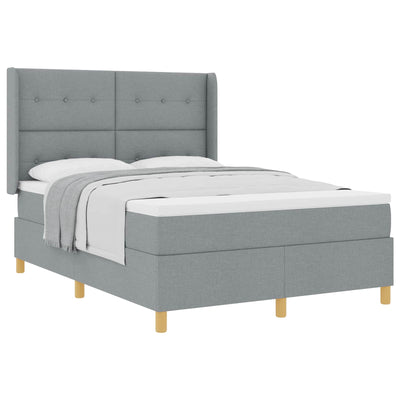 Box spring seng med hovedgærde Lysegrå 140 x 200 cm Stof