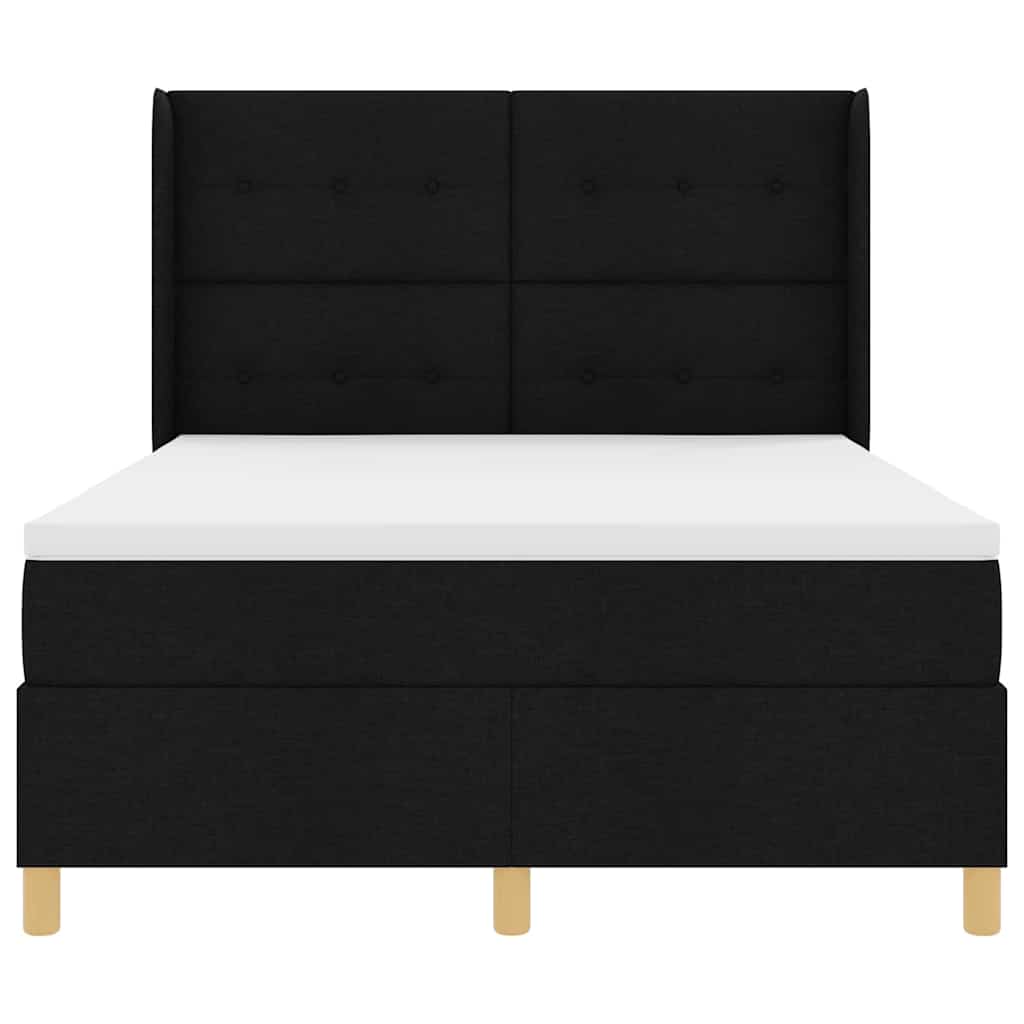 Box spring seng med hovedgærde Sort 140 x 200 cm Stof