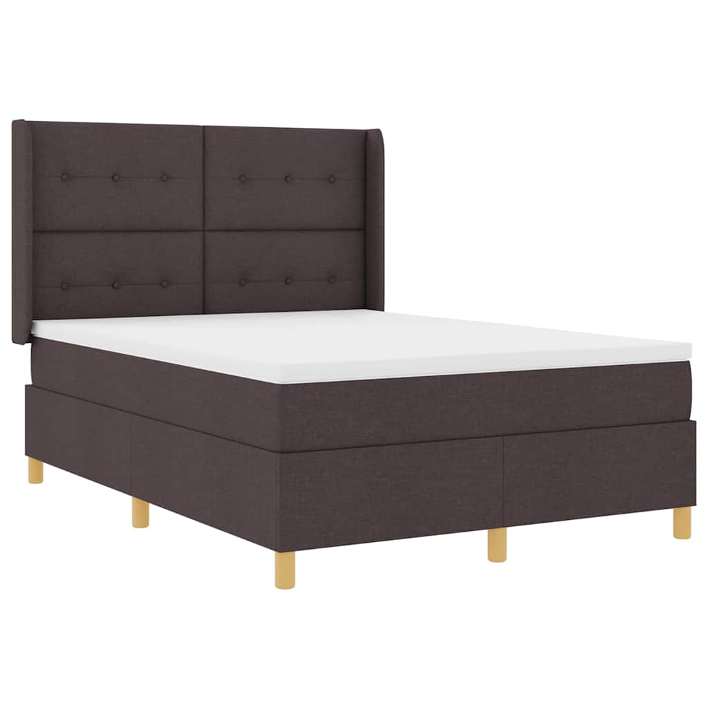 Box spring seng med hovedgærde Mørk Brun 140 x 200 cm Stof