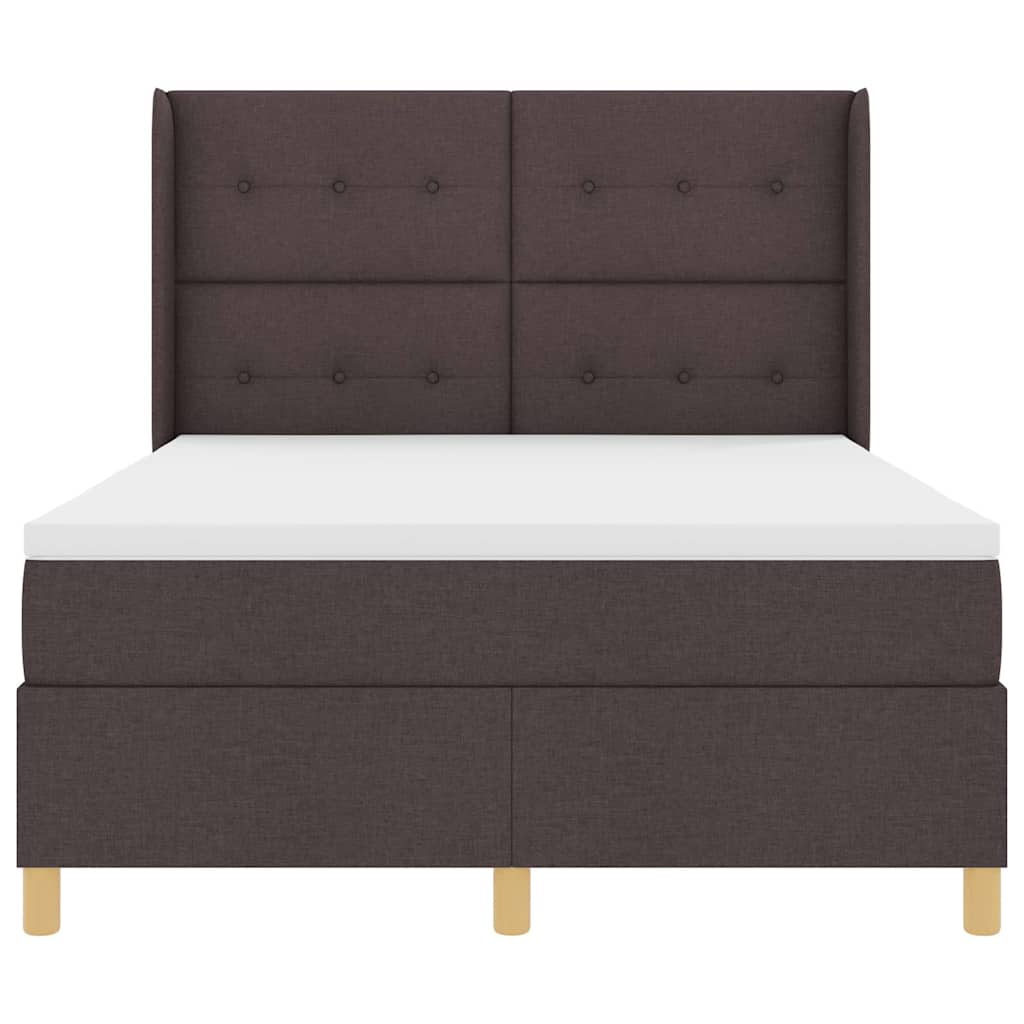 Box spring seng med hovedgærde Mørk Brun 140 x 200 cm Stof