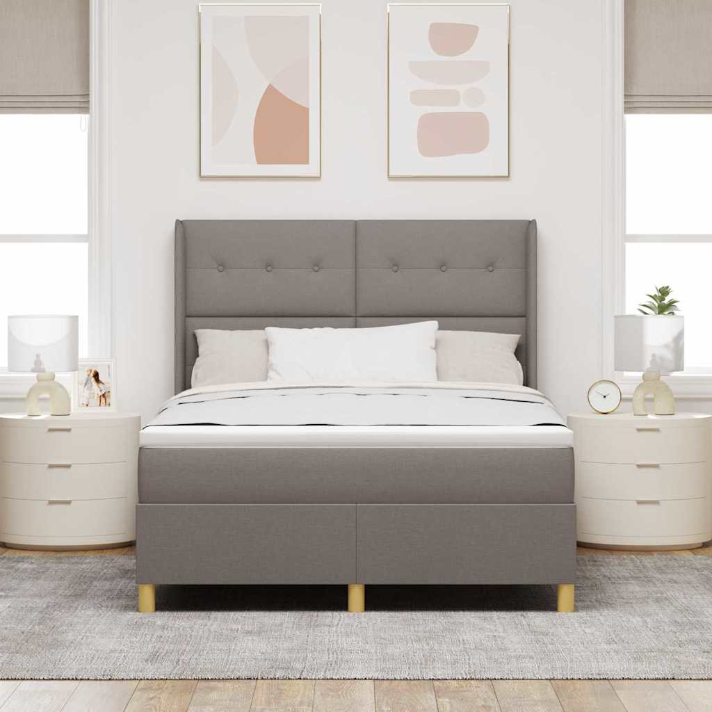 Box spring seng med hovedgærde Gråbrun 140 x 200 cm Stof