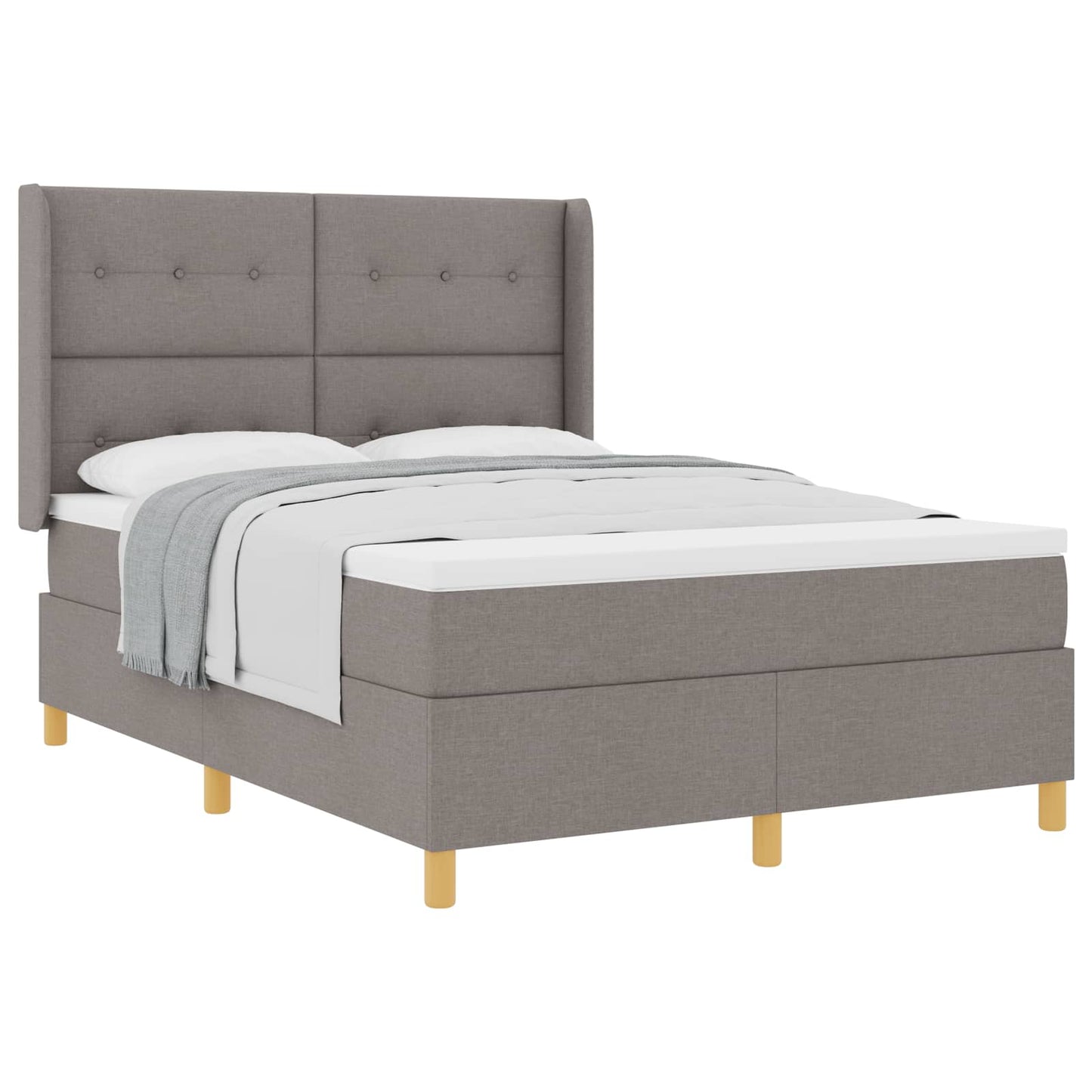 Box spring seng med hovedgærde Gråbrun 140 x 200 cm Stof