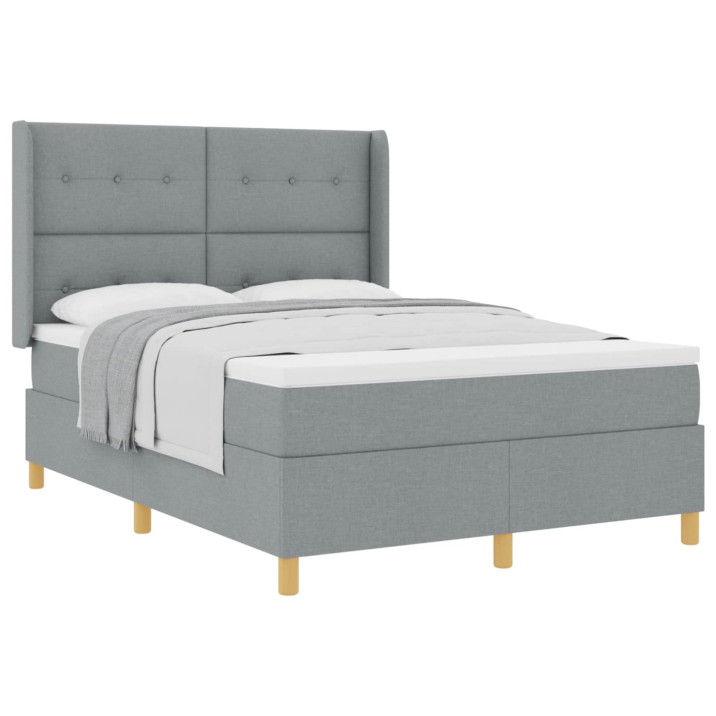 Box spring seng med hovedgærde Lysegrå 160 x 200 cm Stof