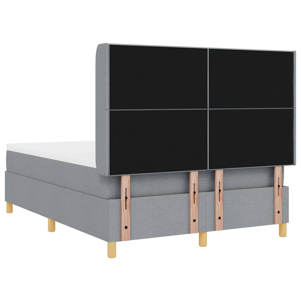 Box spring seng med hovedgærde Lysegrå 160 x 200 cm Stof