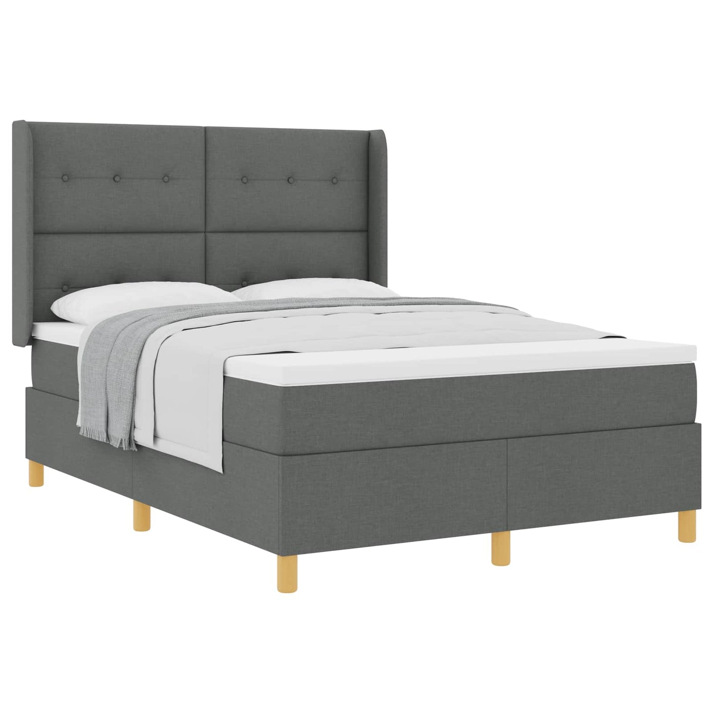 Box spring seng med hovedgærde Mørkegrå 160 x 200 cm Stof