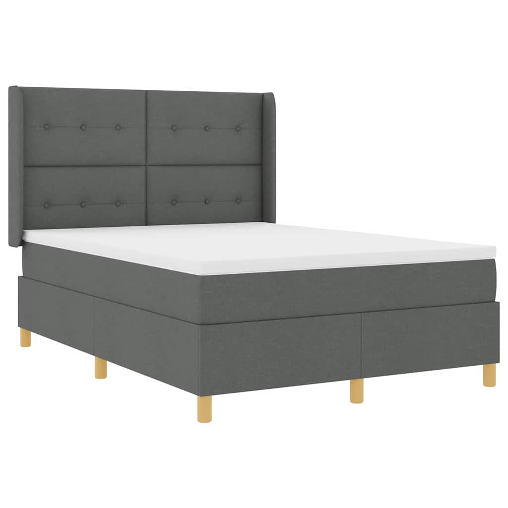 Box spring seng med hovedgærde Mørkegrå 160 x 200 cm Stof