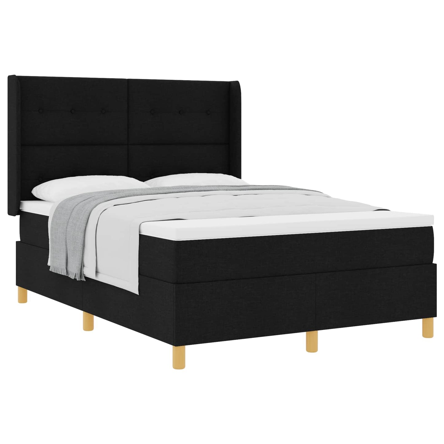 Box spring seng med hovedgærde Sort 160 x 200 cm Stof