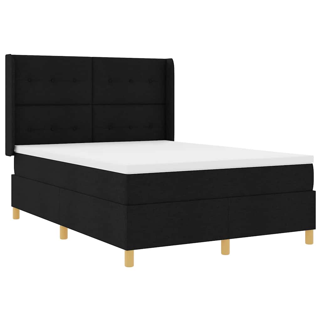 Box spring seng med hovedgærde Sort 160 x 200 cm Stof