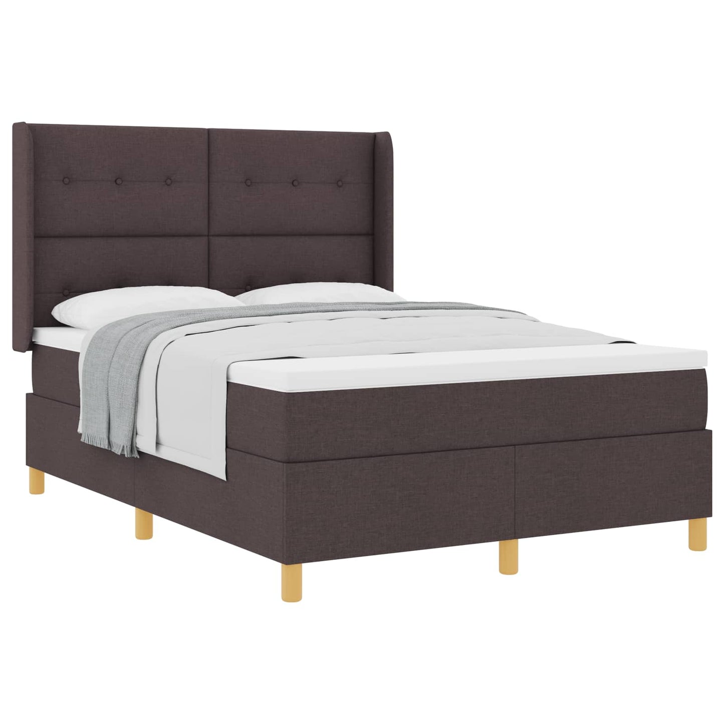Box spring seng med hovedgærde Mørk Brun 160 x 200 cm Stof