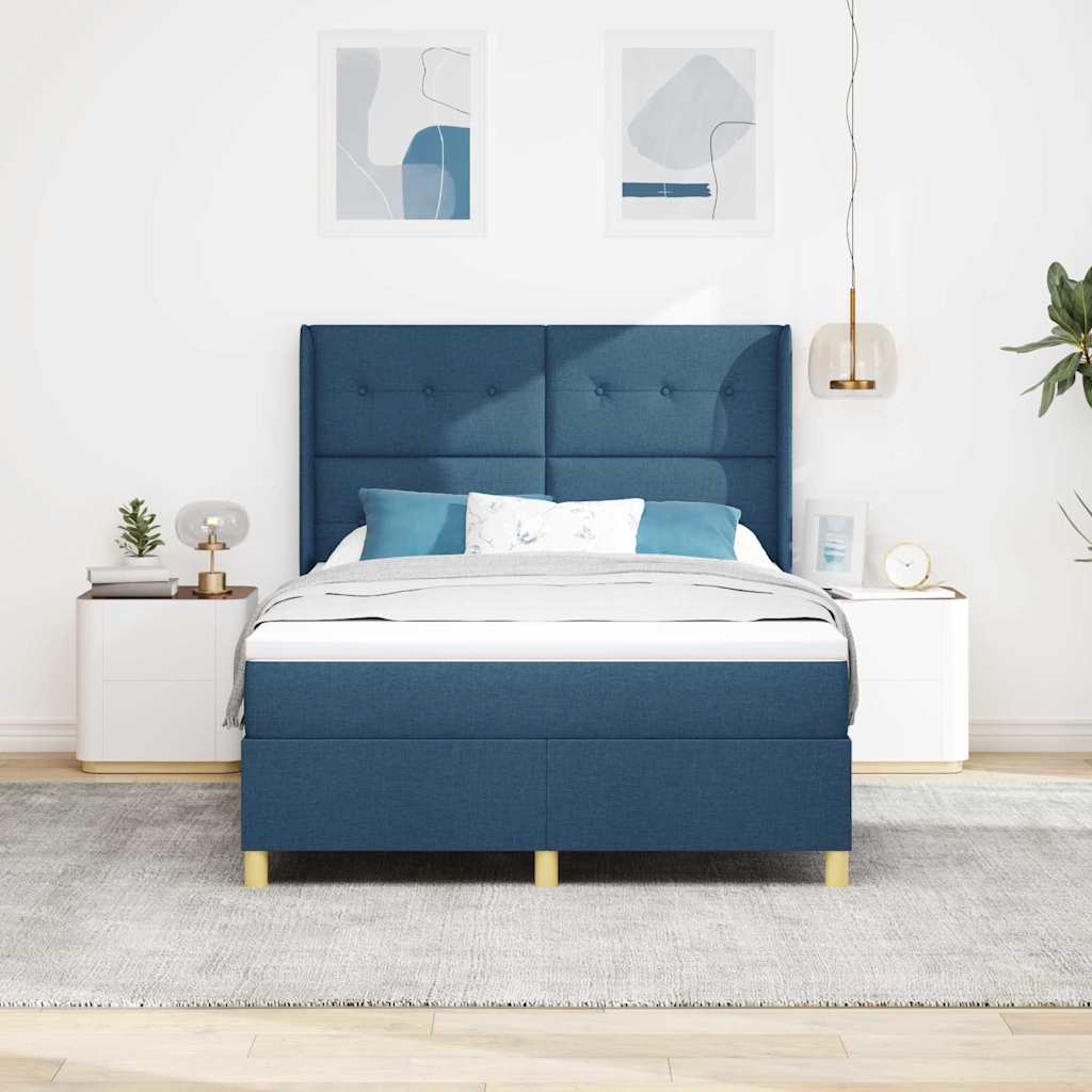 Box spring seng med hovedgærde Blå 160 x 200 cm Stof