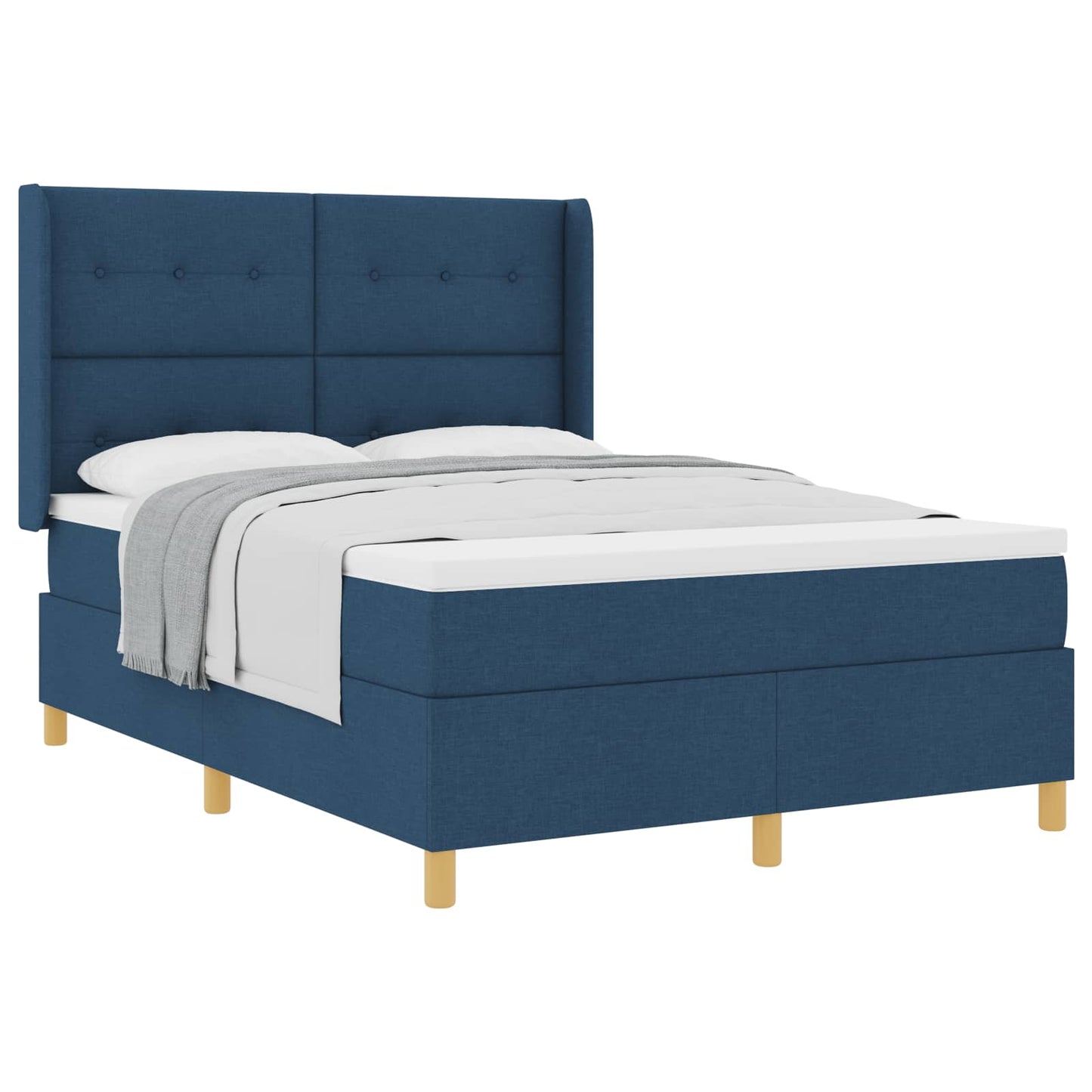 Box spring seng med hovedgærde Blå 160 x 200 cm Stof