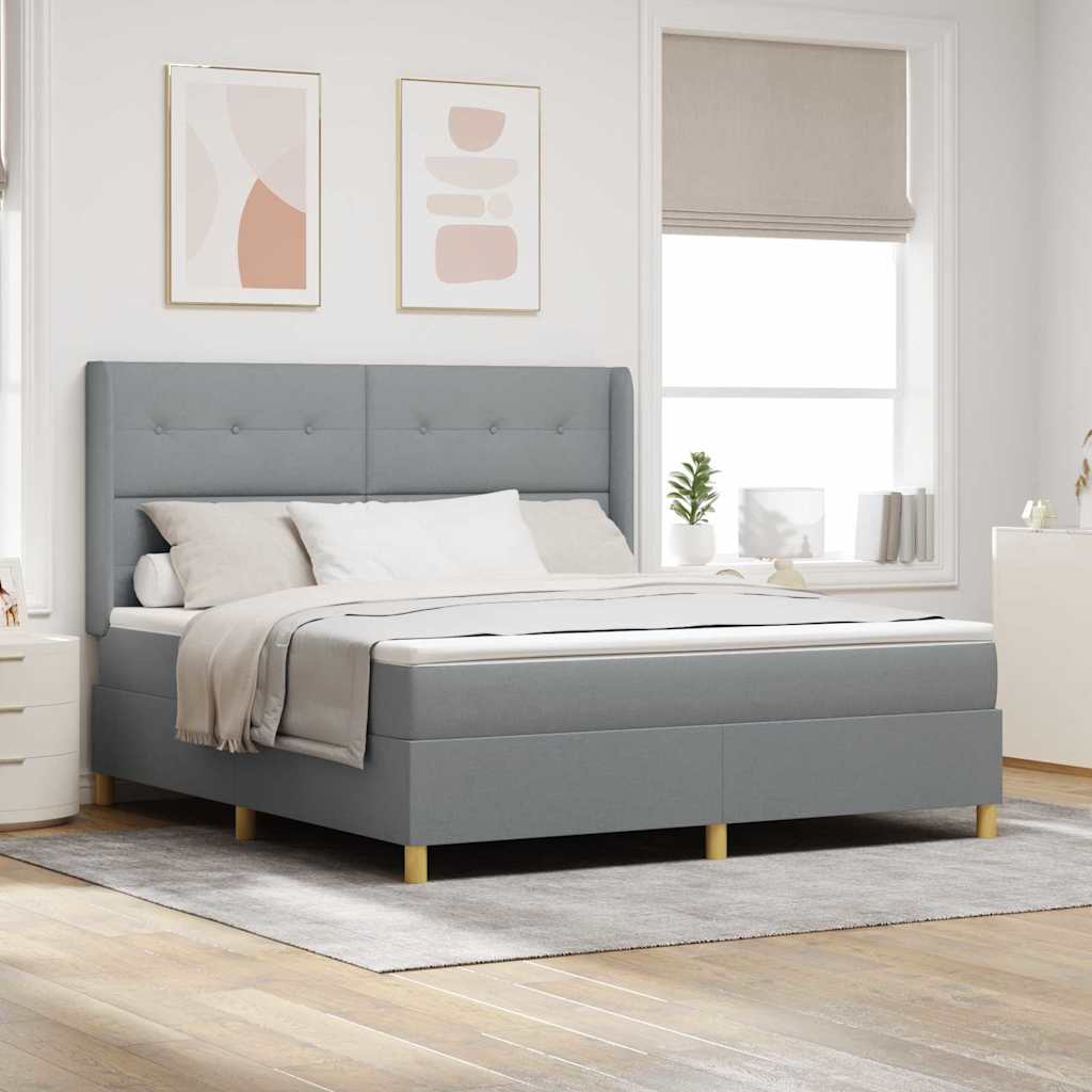 Box spring seng med hovedgærde Lysegrå 180 x 200 cm Stof