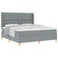 Box spring seng med hovedgærde Lysegrå 180 x 200 cm Stof