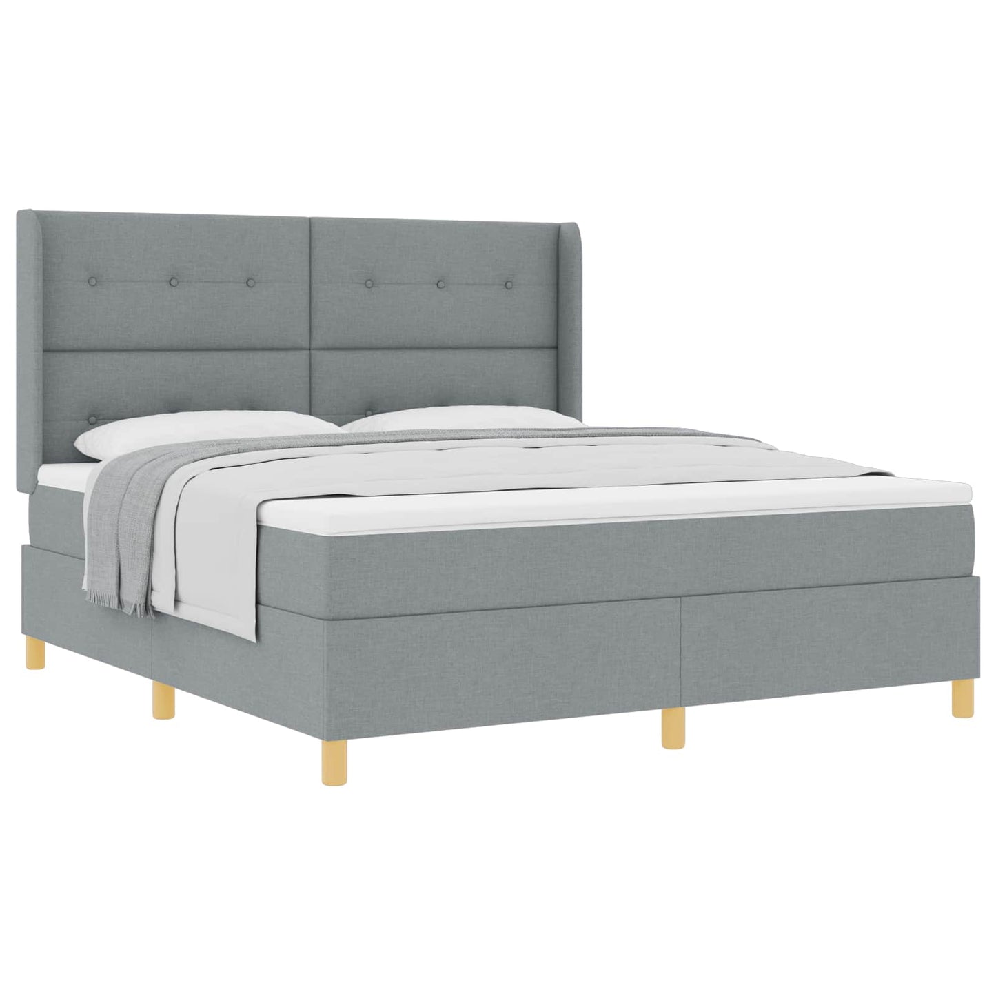 Box spring seng med hovedgærde Lysegrå 180 x 200 cm Stof