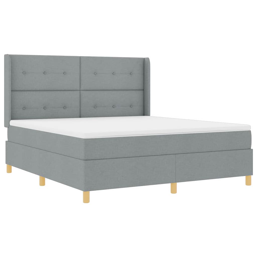 Box spring seng med hovedgærde Lysegrå 180 x 200 cm Stof