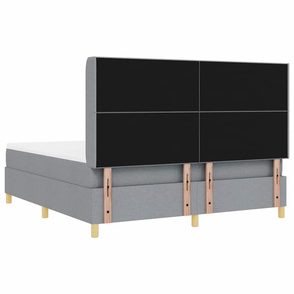 Box spring seng med hovedgærde Lysegrå 180 x 200 cm Stof
