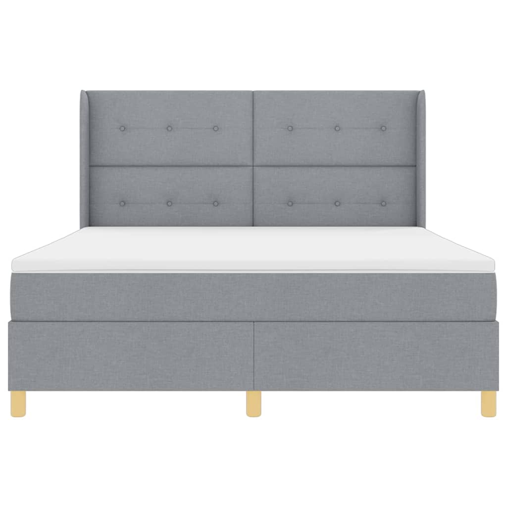 Box spring seng med hovedgærde Lysegrå 180 x 200 cm Stof