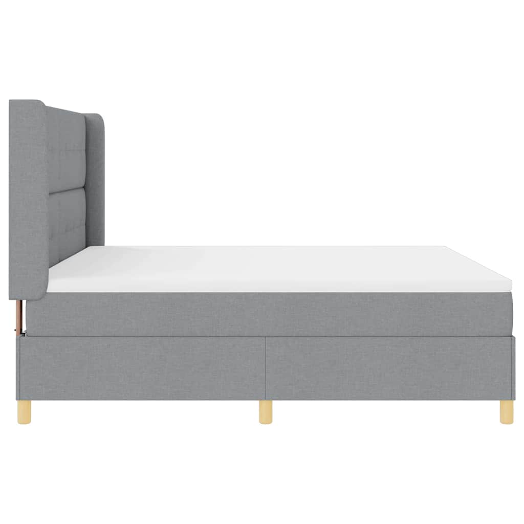 Box spring seng med hovedgærde Lysegrå 180 x 200 cm Stof