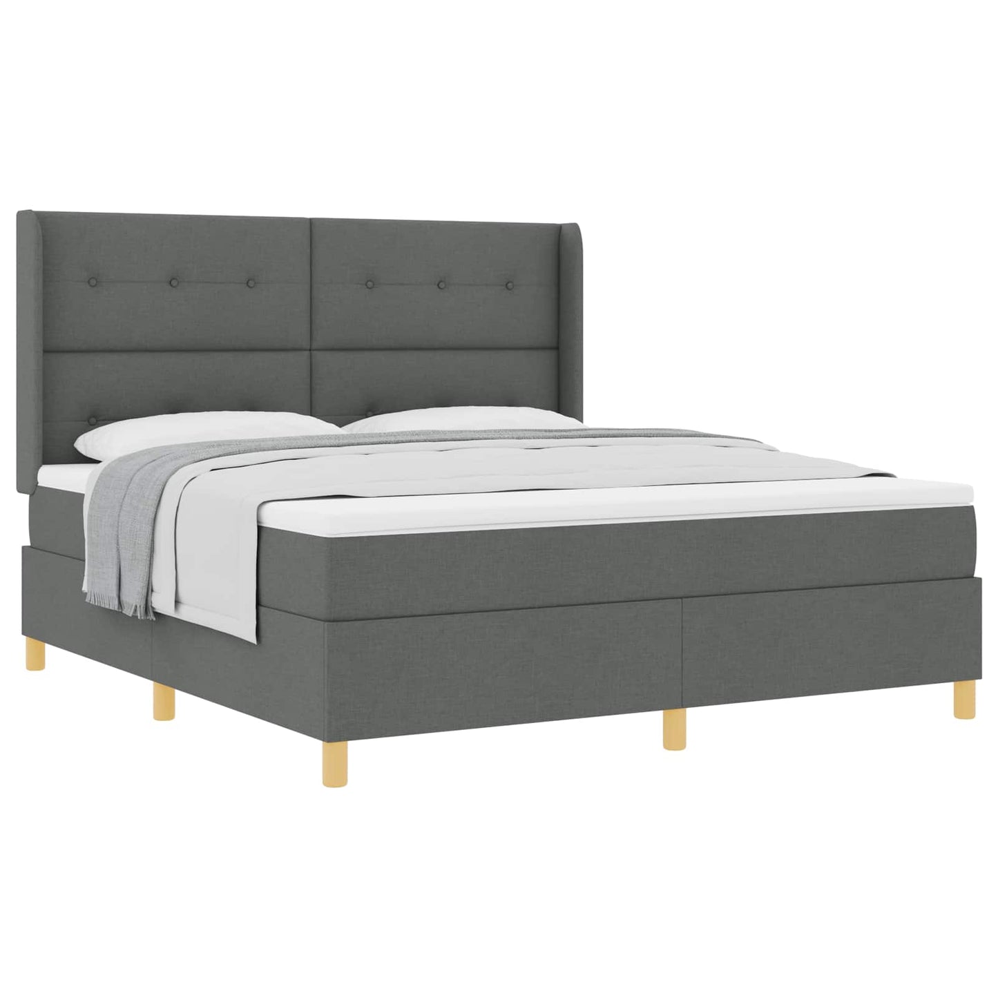 Box spring seng med hovedgærde Mørkegrå 180 x 200 cm Stof