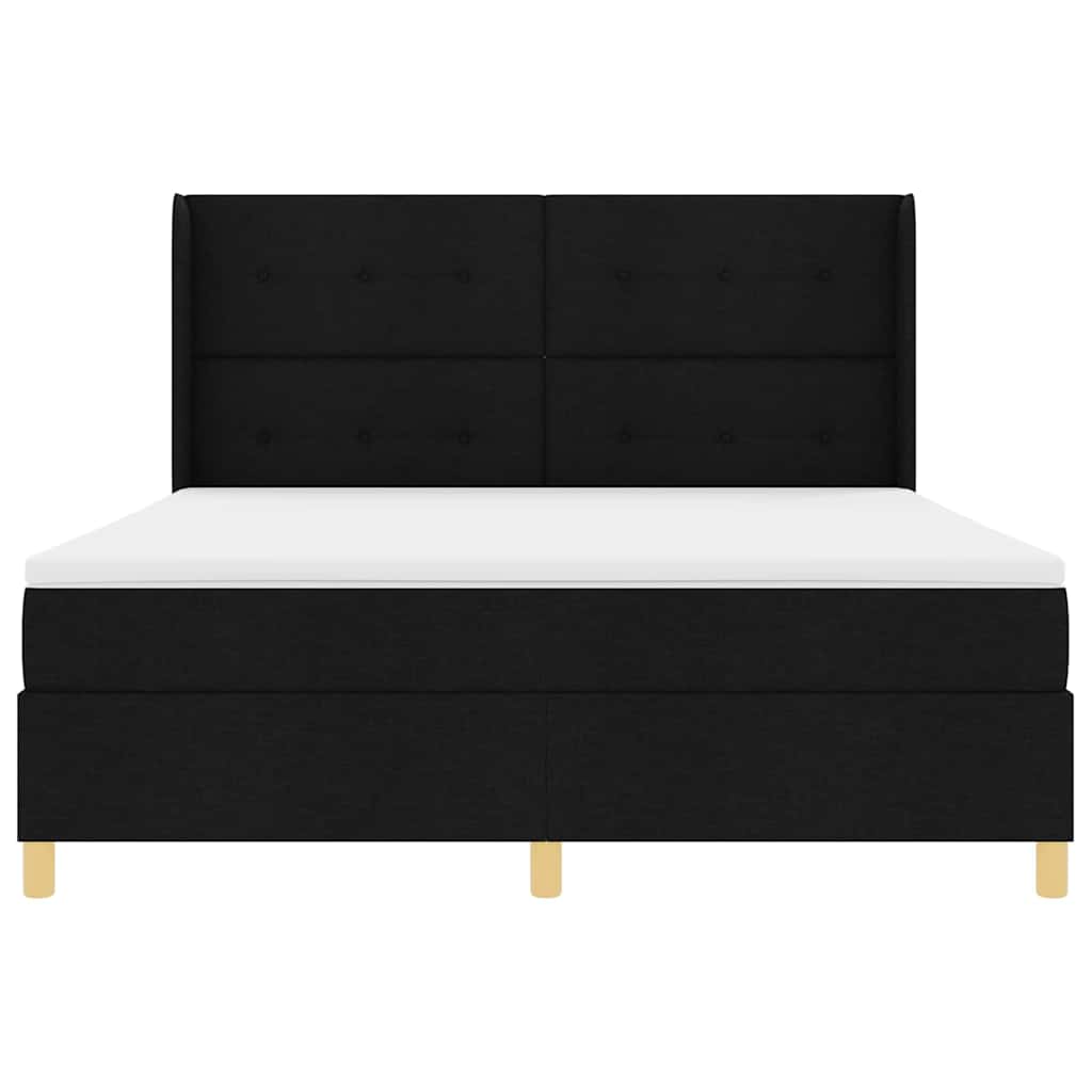 Box spring seng med hovedgærde Sort 180 x 200 cm Stof