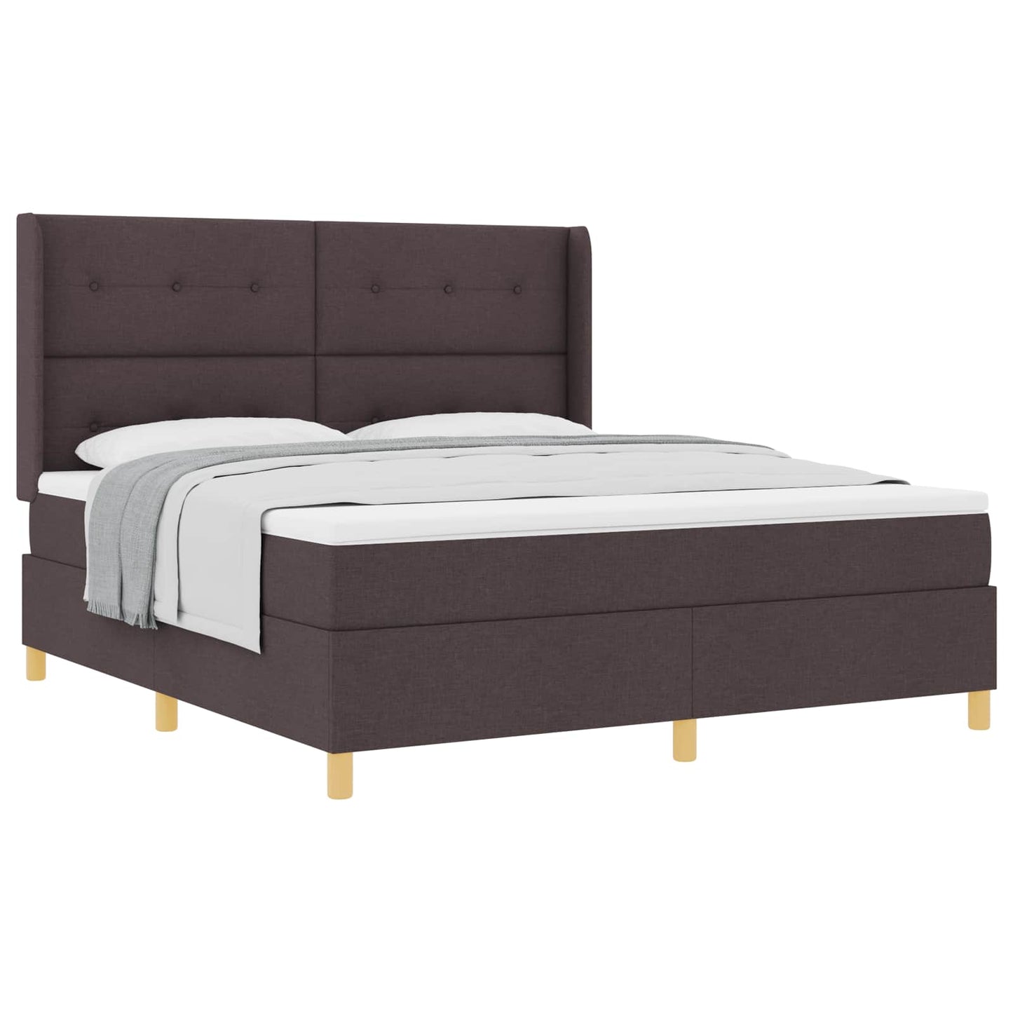 Box spring seng med hovedgærde Mørk Brun 180 x 200 cm Stof