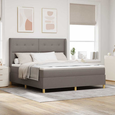 Box spring seng med hovedgærde Gråbrun 180 x 200 cm Stof
