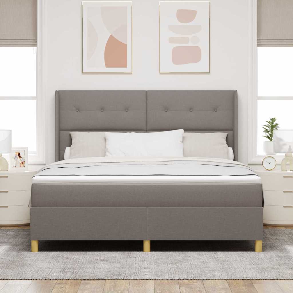 Box spring seng med hovedgærde Gråbrun 180 x 200 cm Stof