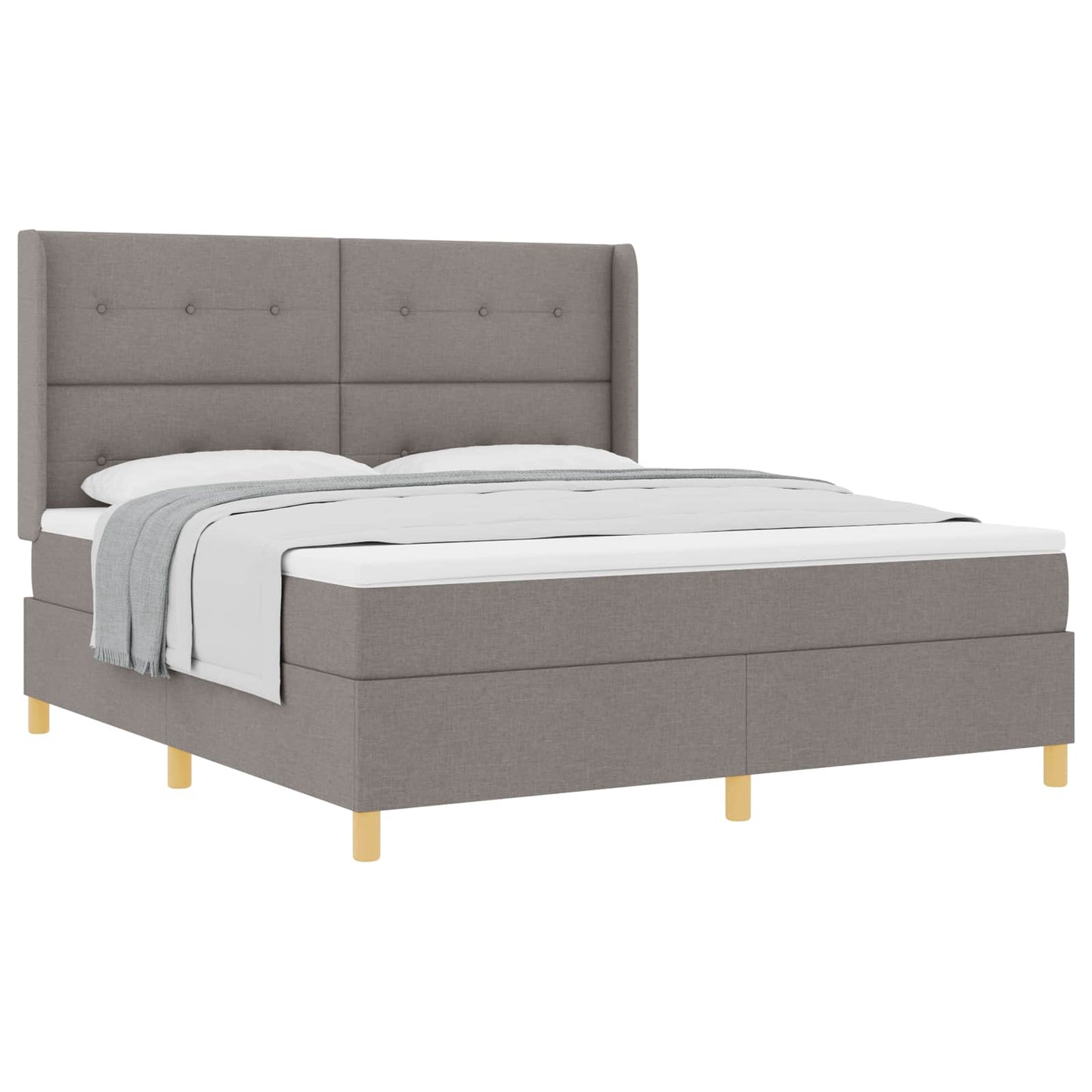 Box spring seng med hovedgærde Gråbrun 180 x 200 cm Stof