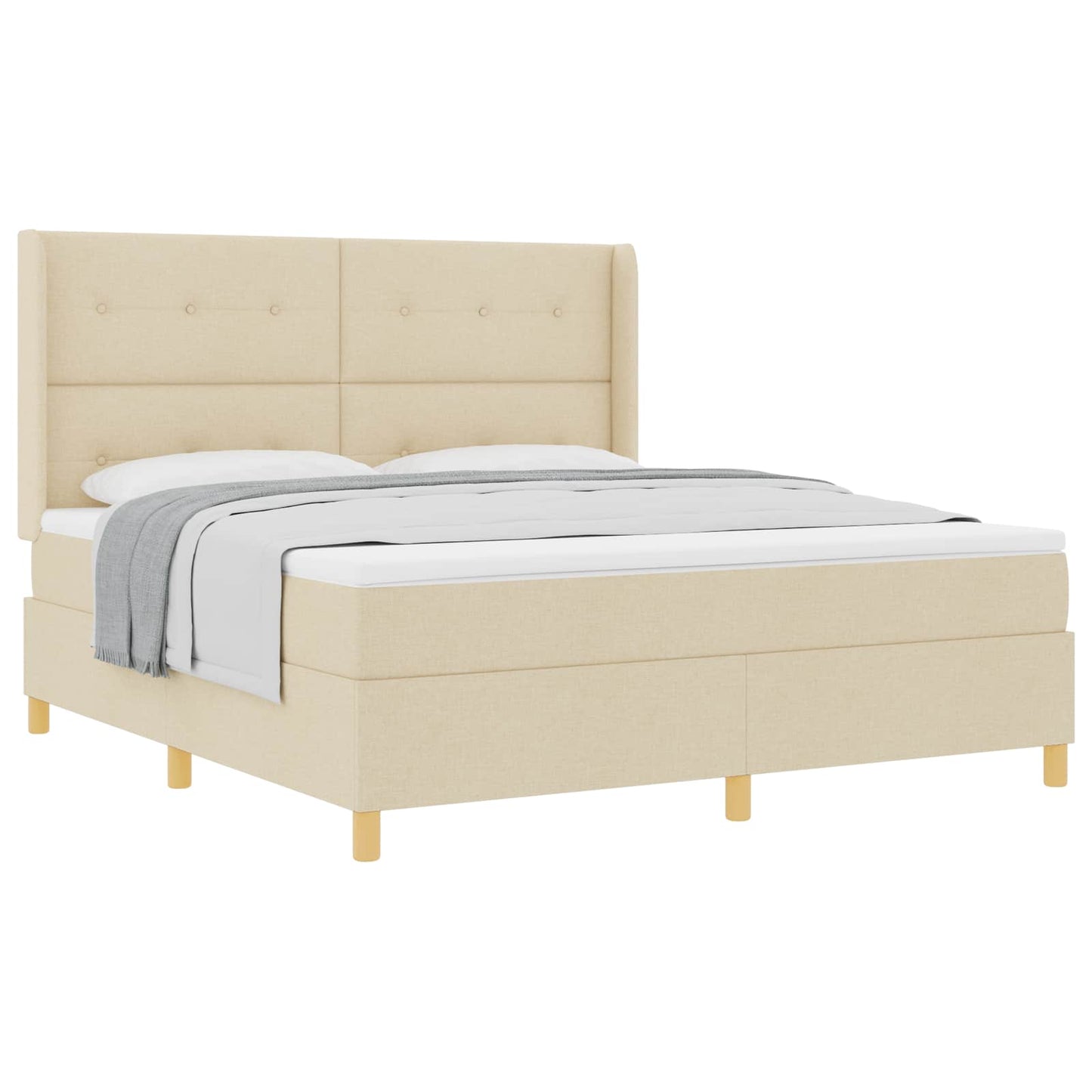 Box spring seng med hovedgærde Creme 180 x 200 cm Stof