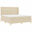 Box spring seng med hovedgærde Creme 180 x 200 cm Stof
