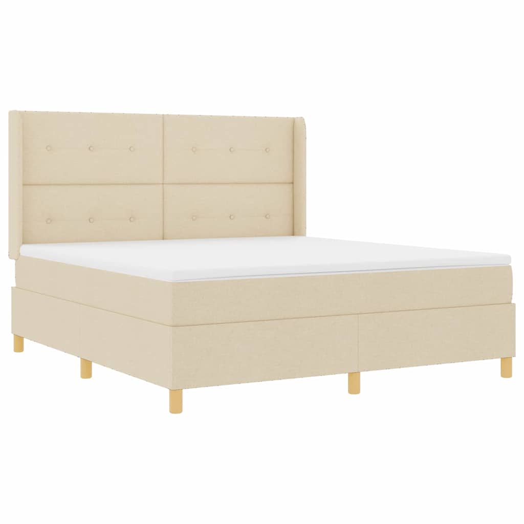 Box spring seng med hovedgærde Creme 180 x 200 cm Stof