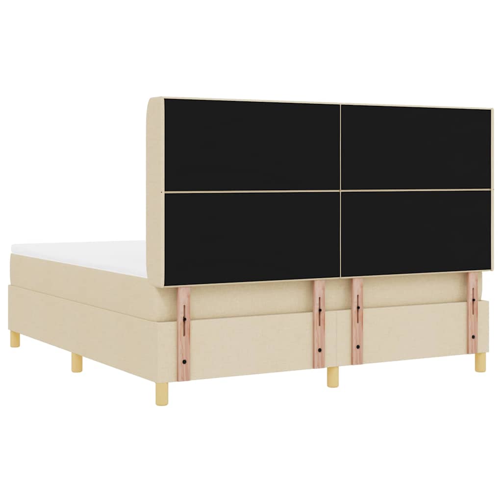 Box spring seng med hovedgærde Creme 180 x 200 cm Stof