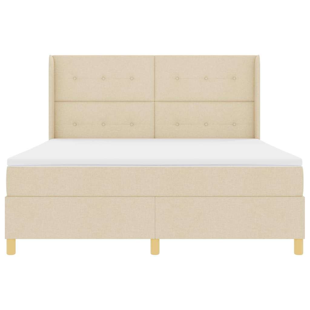 Box spring seng med hovedgærde Creme 180 x 200 cm Stof