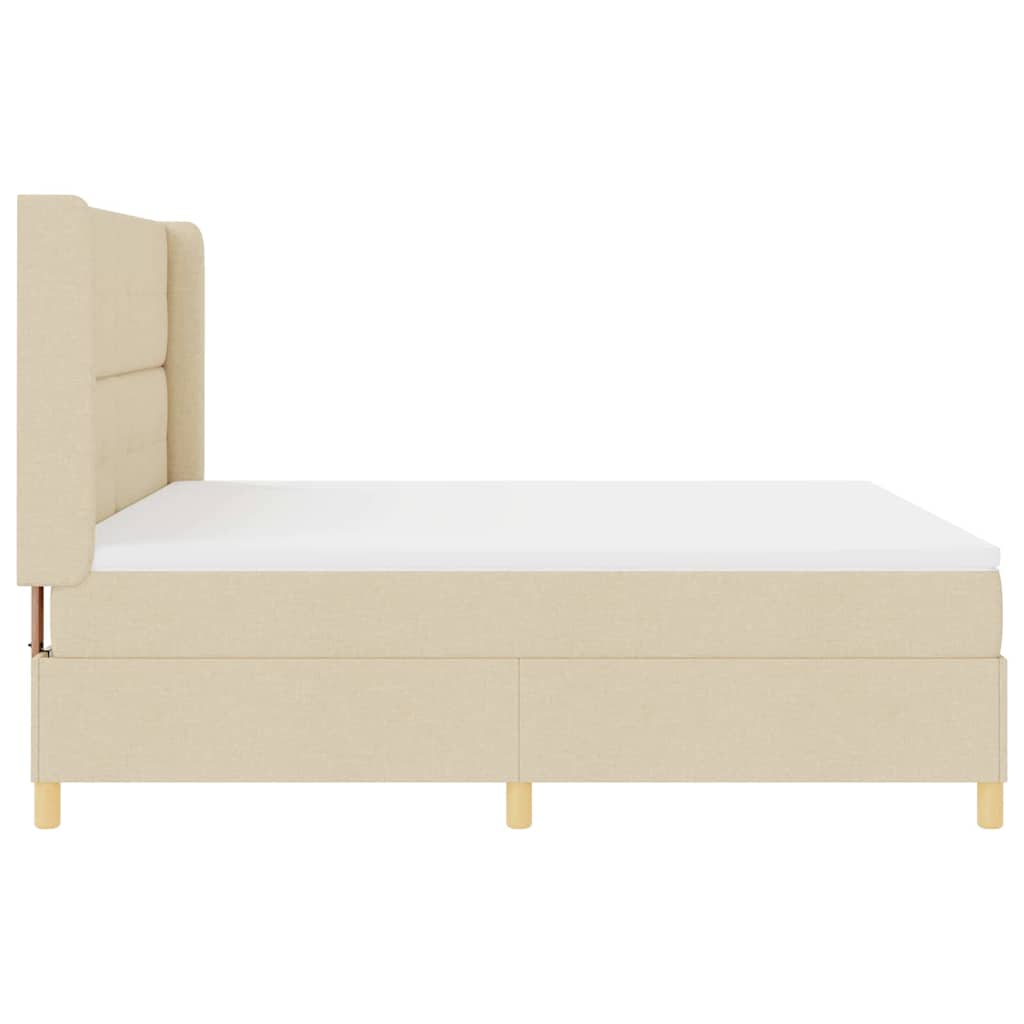 Box spring seng med hovedgærde Creme 180 x 200 cm Stof
