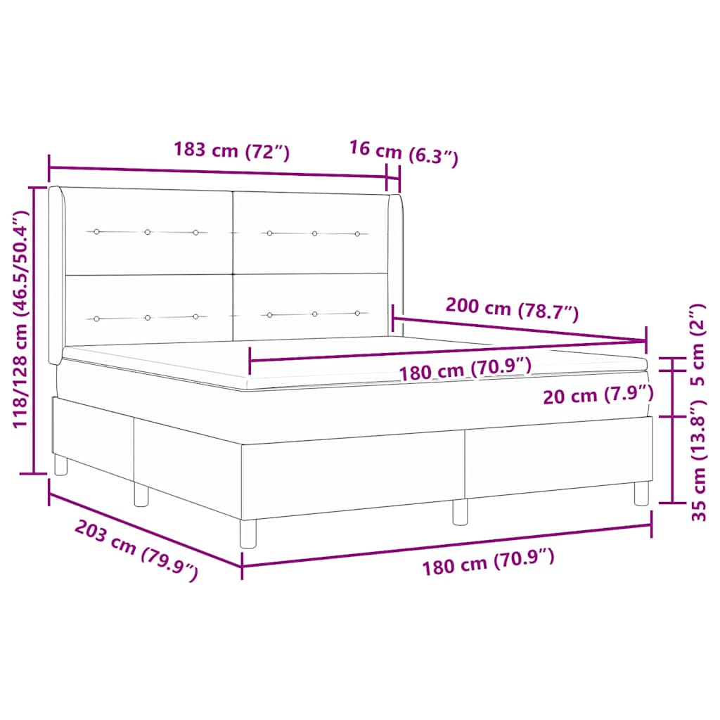 Box spring seng med hovedgærde Creme 180 x 200 cm Stof