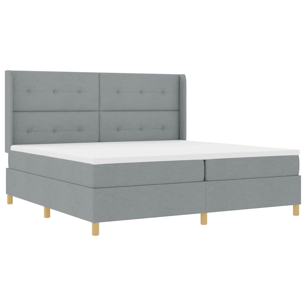 Box spring seng med hovedgærde Lysegrå 200 x 200 cm Stof