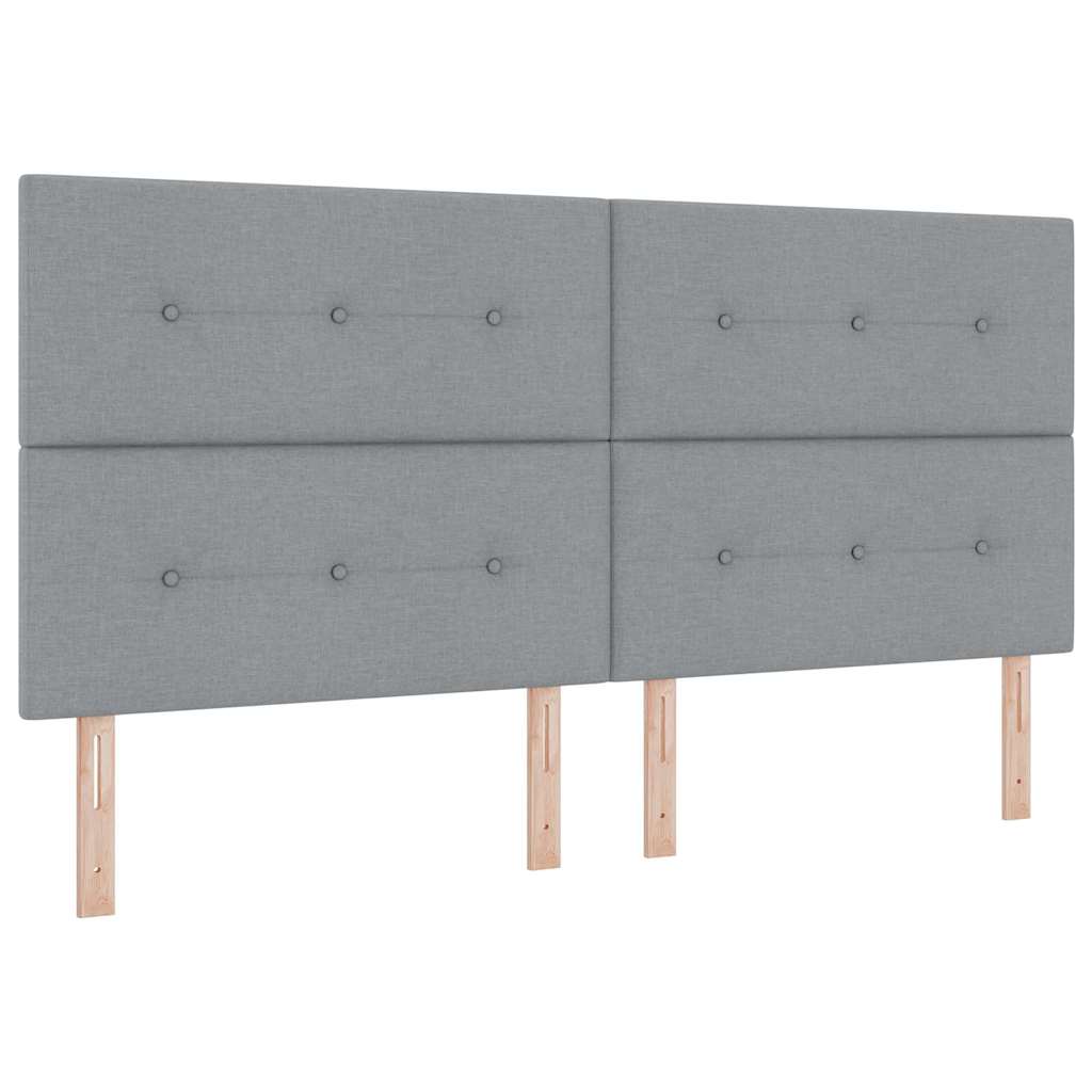 Box spring seng med hovedgærde Lysegrå 200 x 200 cm Stof