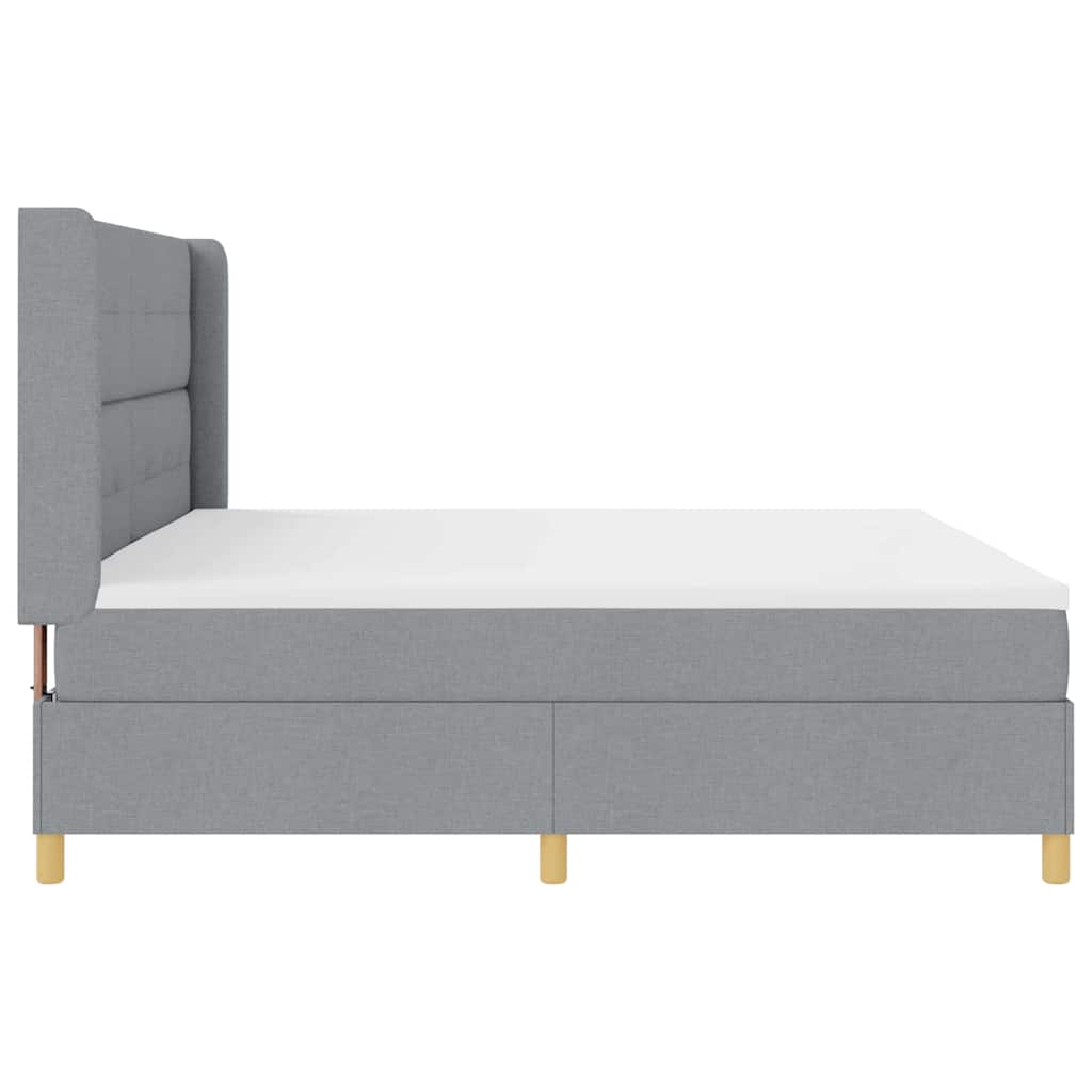 Box spring seng med hovedgærde Lysegrå 200 x 200 cm Stof