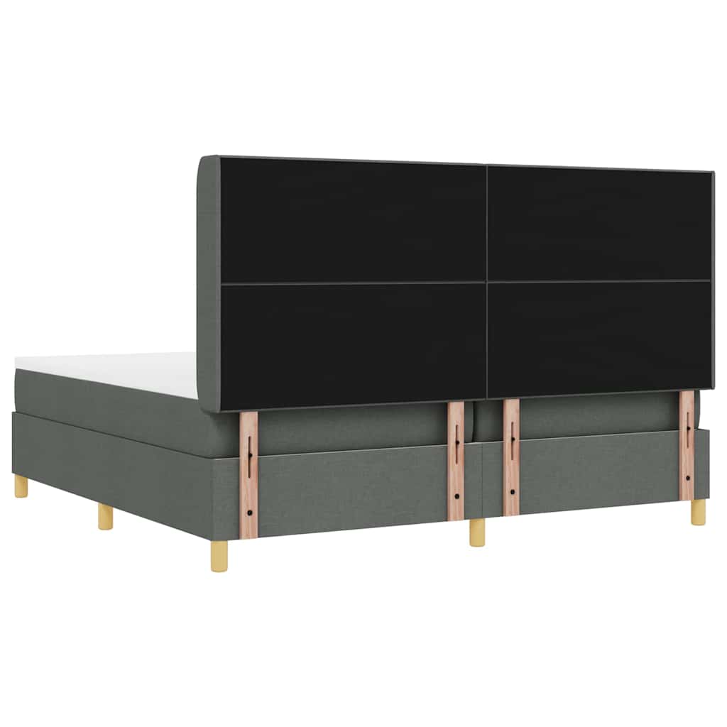 Box spring seng med hovedgærde Mørkegrå 200 x 200 cm Stof