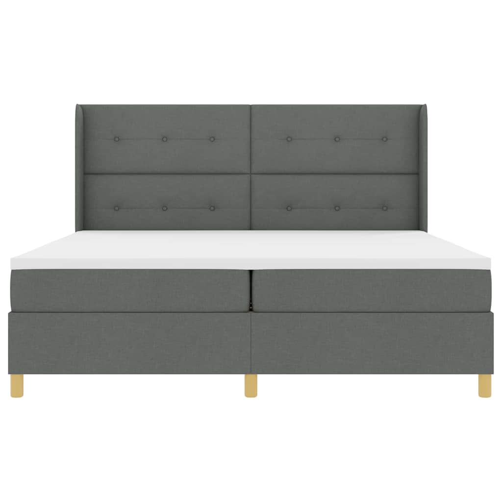 Box spring seng med hovedgærde Mørkegrå 200 x 200 cm Stof