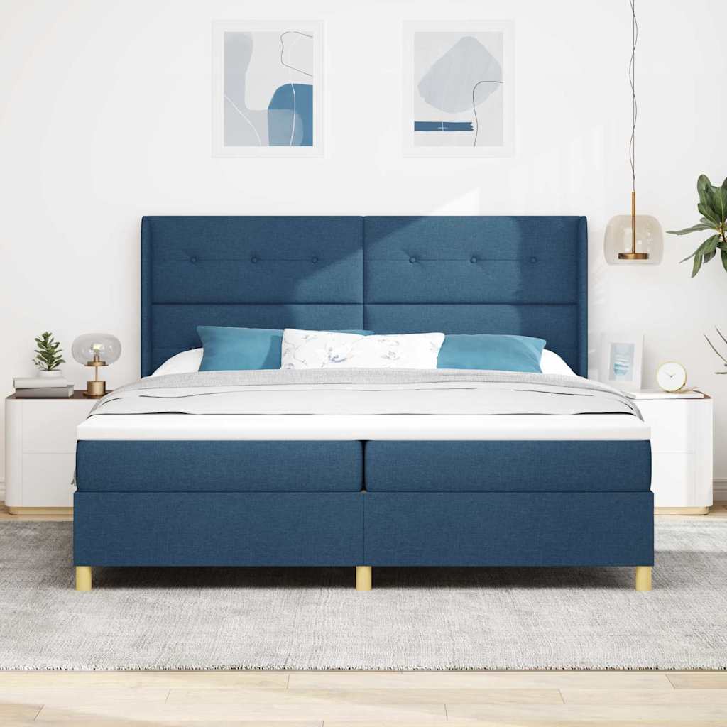Box spring seng med hovedgærde Blå 200 x 200 cm Stof