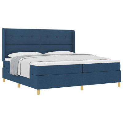 Box spring seng med hovedgærde Blå 200 x 200 cm Stof