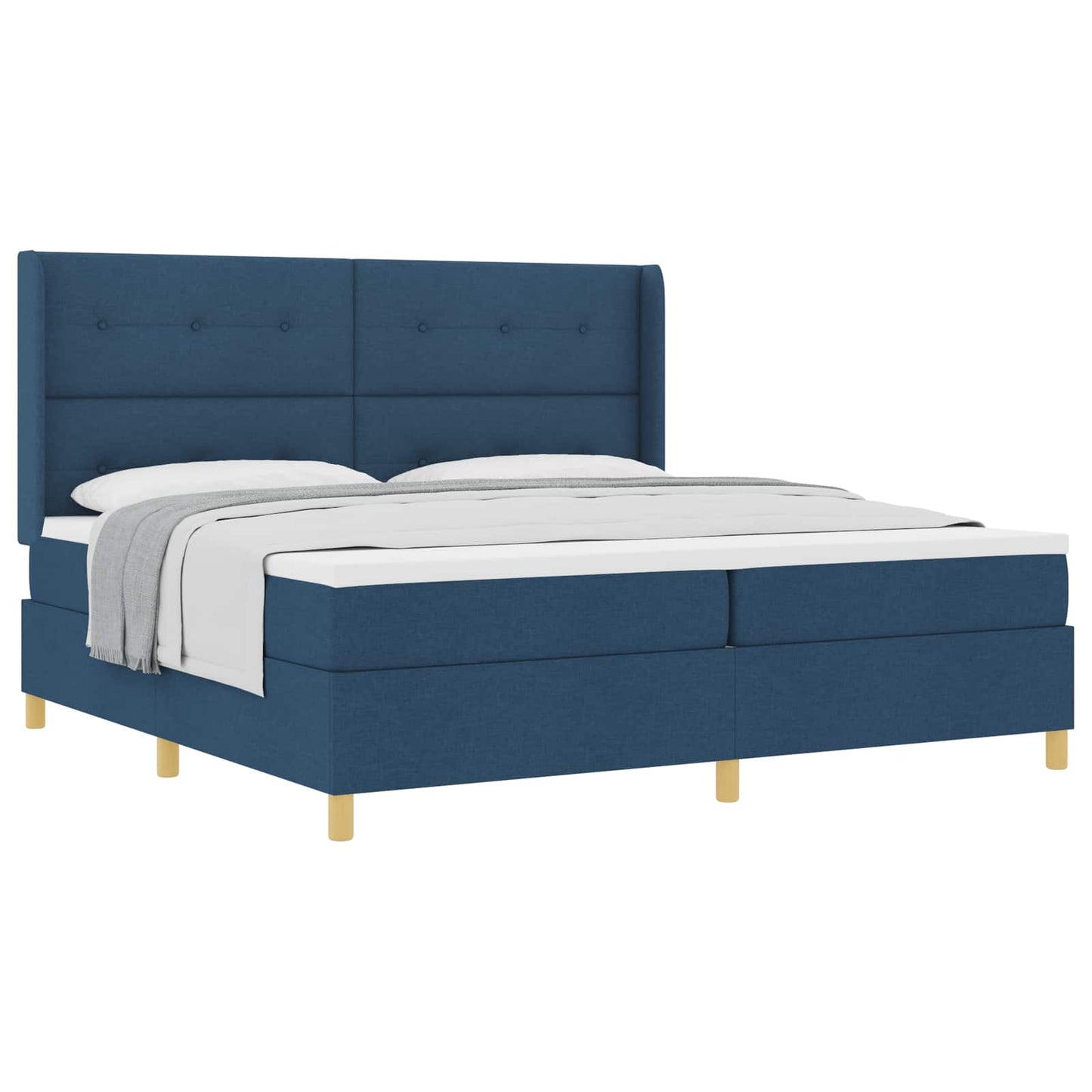 Box spring seng med hovedgærde Blå 200 x 200 cm Stof