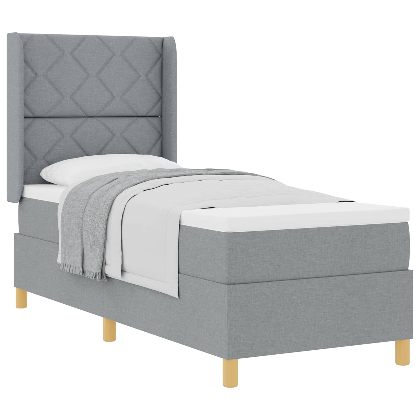 Box spring seng med hovedgærde Lysegrå 80 x 200 cm Stof