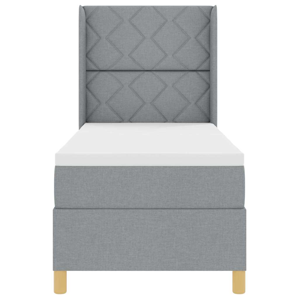 Box spring seng med hovedgærde Lysegrå 80 x 200 cm Stof