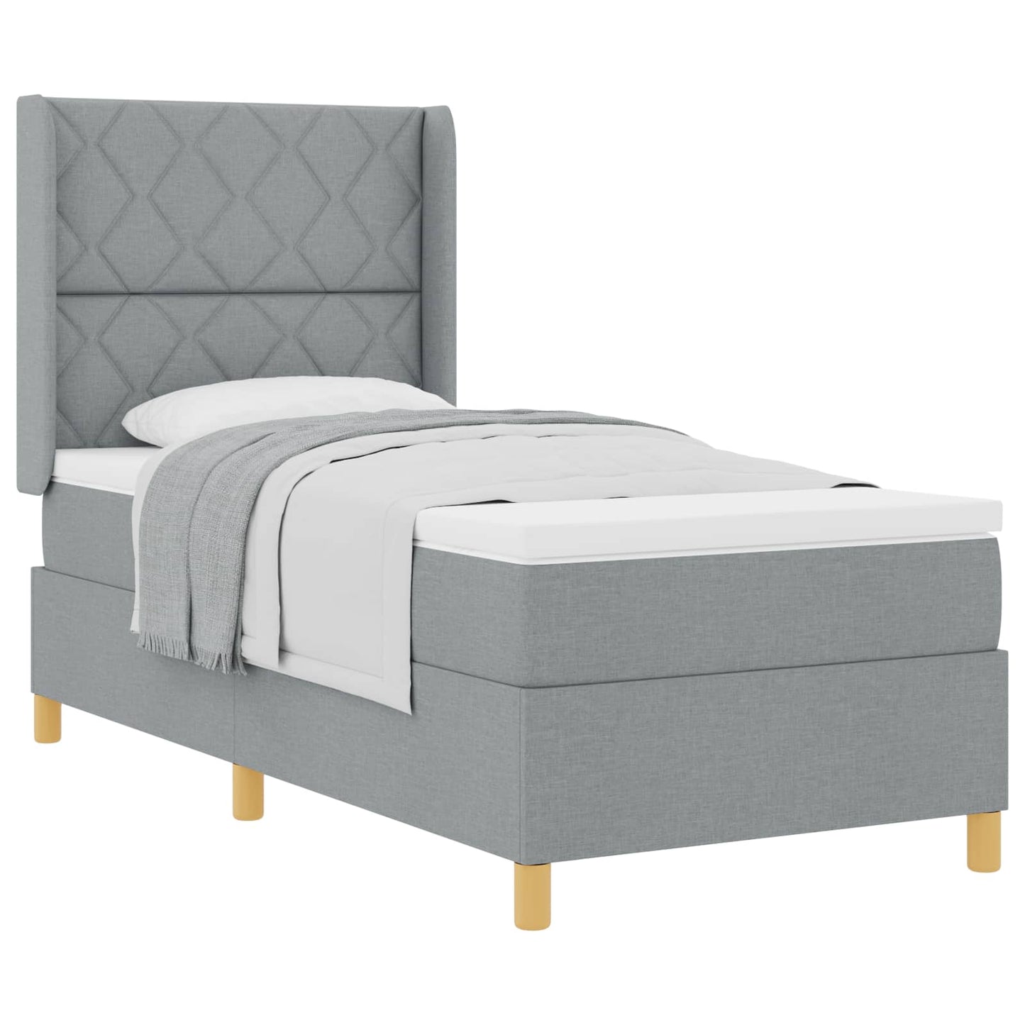 Box spring seng med hovedgærde Lysegrå 100 x 200 cm Stof