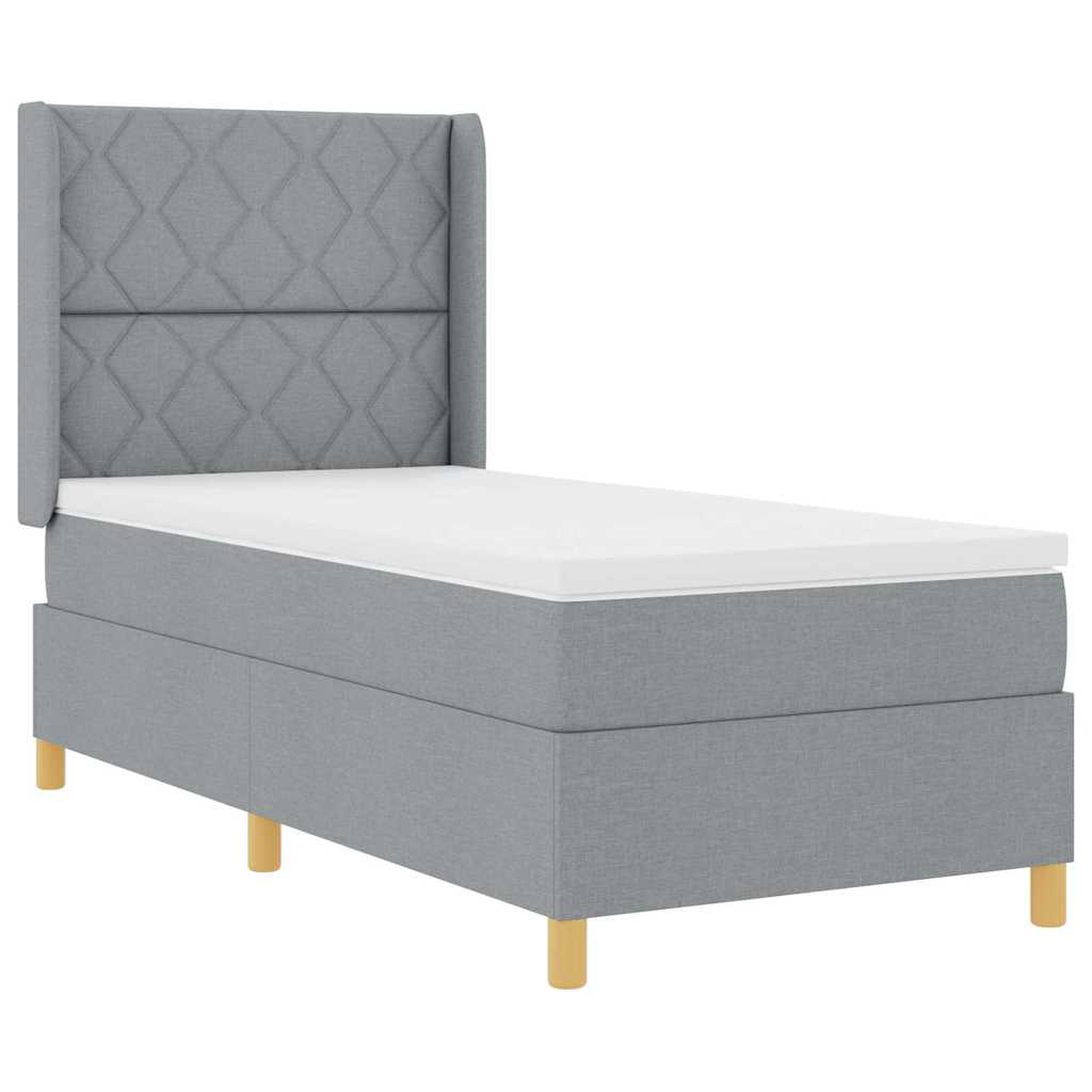 Box spring seng med hovedgærde Lysegrå 100 x 200 cm Stof