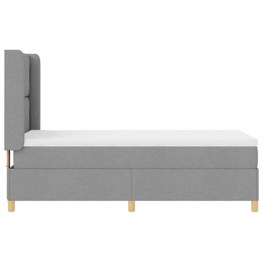 Box spring seng med hovedgærde Lysegrå 100 x 200 cm Stof