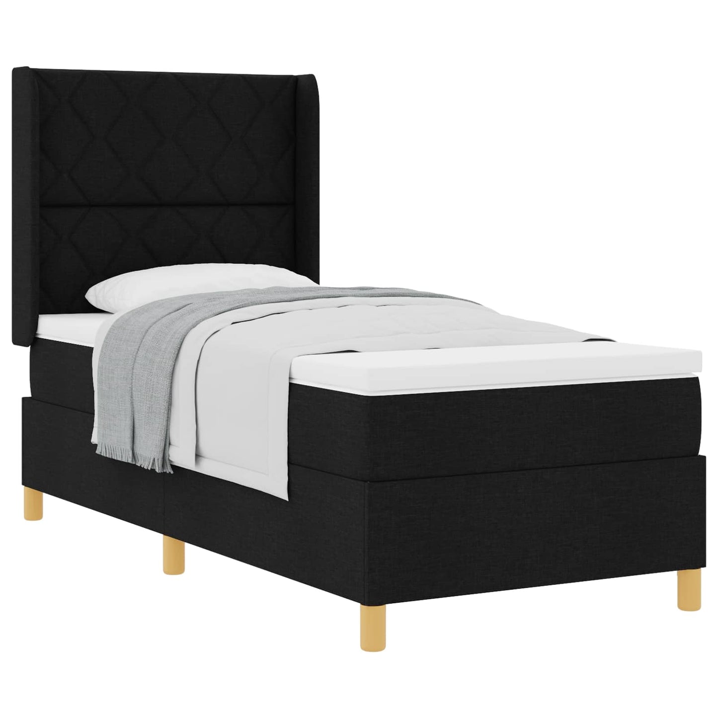 Box spring seng med hovedgærde Sort 100 x 200 cm Stof