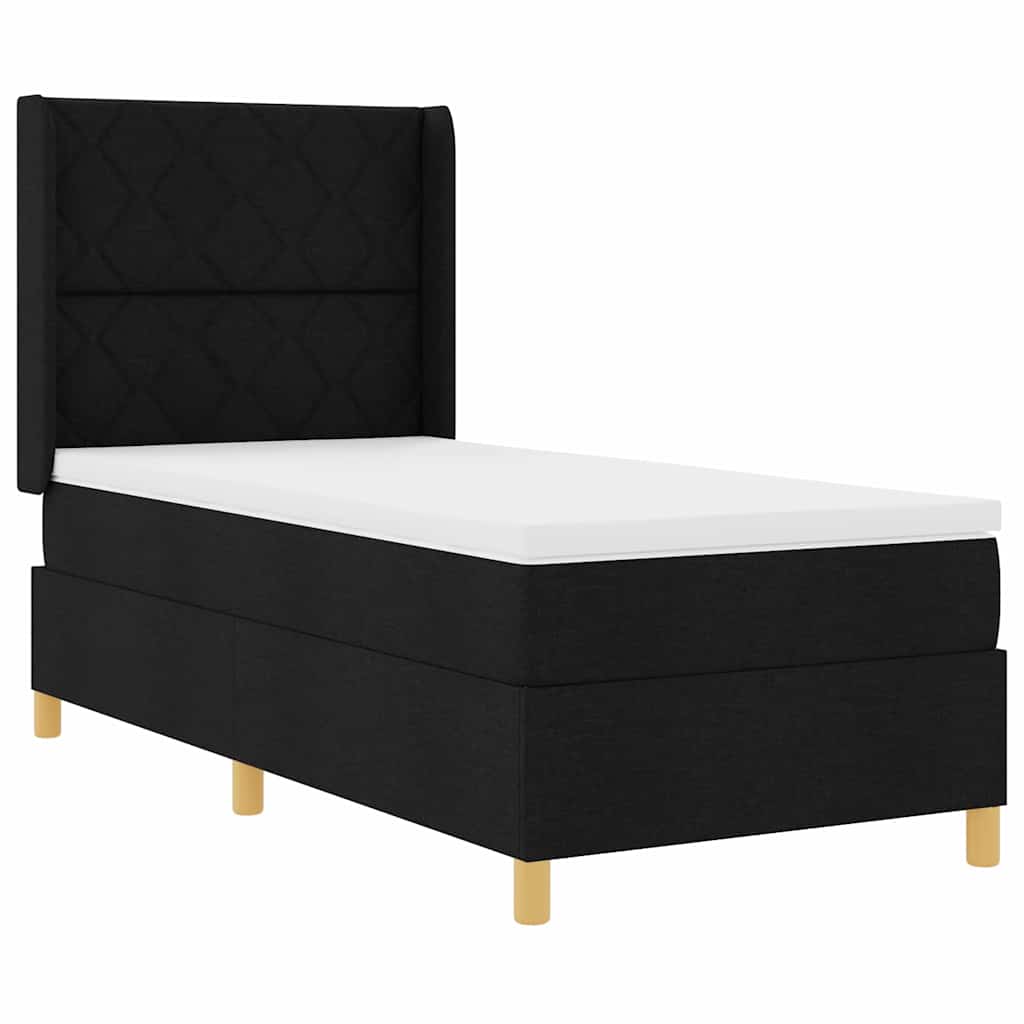 Box spring seng med hovedgærde Sort 100 x 200 cm Stof
